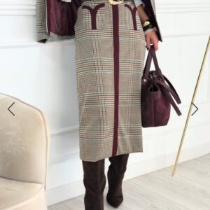 Falda Midi “Wine & Check”