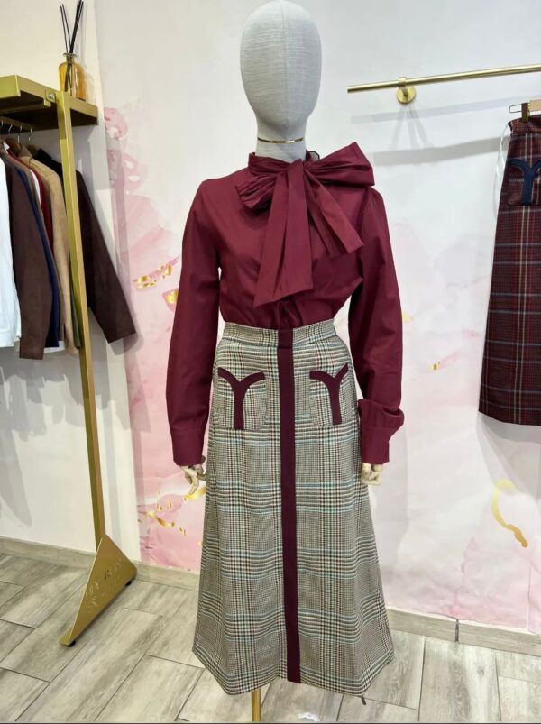 Falda Midi “Wine & Check” - Imagen 3