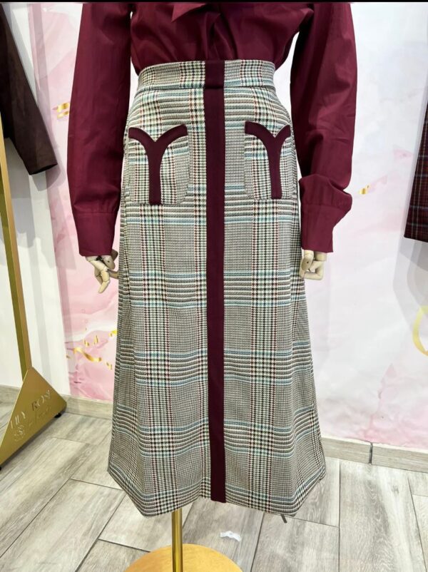 Falda Midi “Wine & Check” - Imagen 4